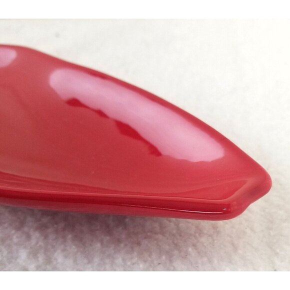 Red Pepper Pier 1 Imports Hand-Painted Ironstone Small Platter large spoon rest - Picture 7 of 8